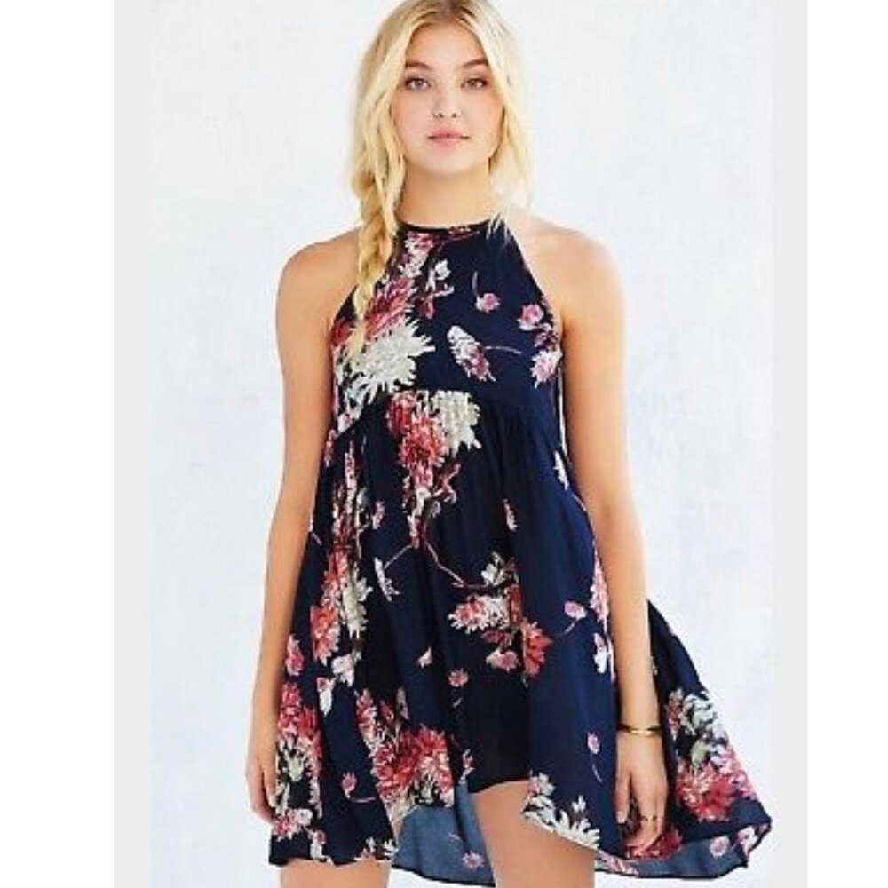 Kimchi Blue Floral High Low Dress Halter Mini Flowing XS